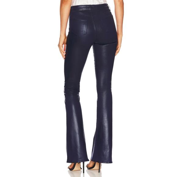 NWT L'Agence Marty Coated Flare Jeans Midnight Navy Blue High Waisted Chic Sexy - Picture 3 of 13